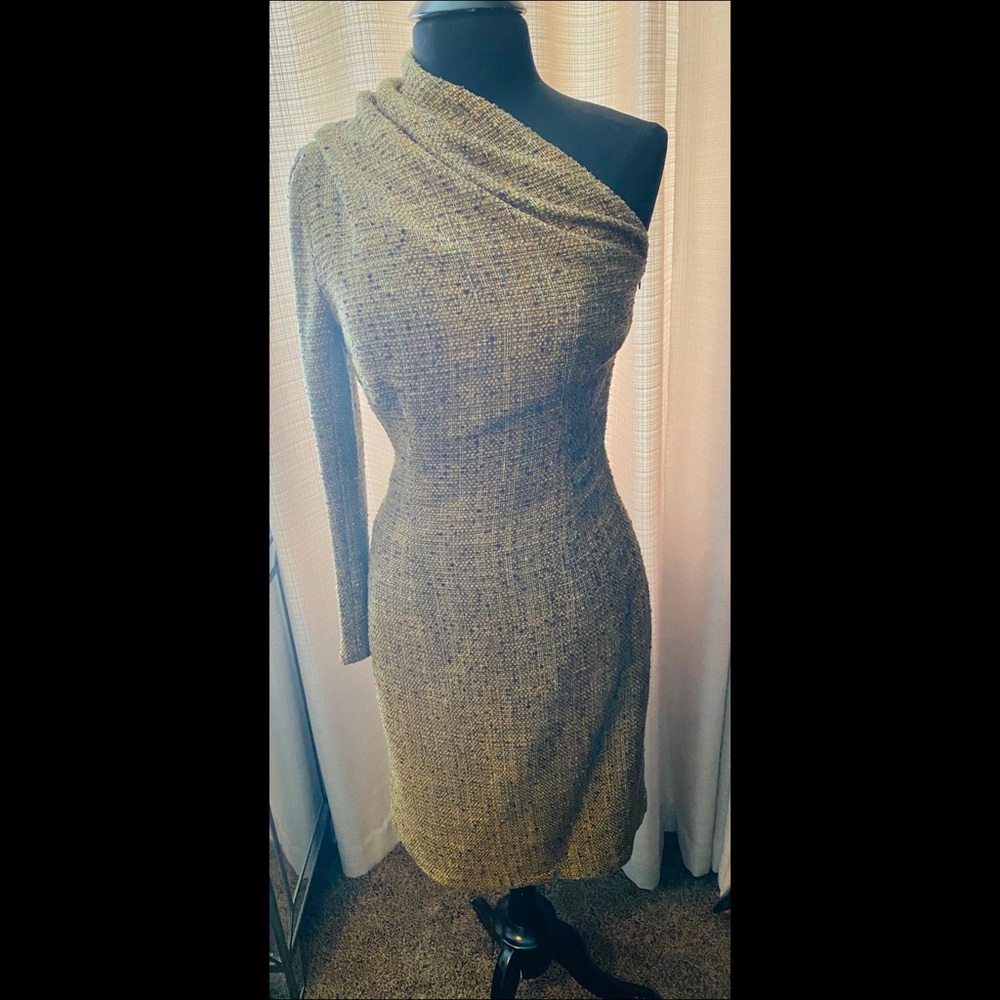 Stunning Tweed One-Shoulder Dress